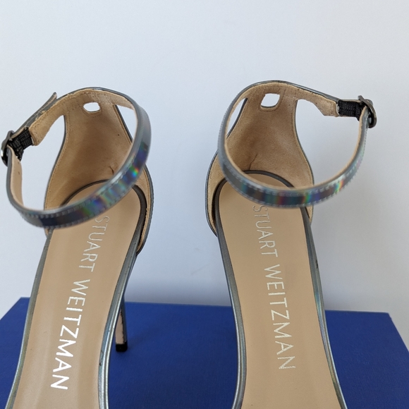 Stuart Weitzman Metallic Gunmetal NUDISTCURVE Sandal Size 10 - Picture 9 of 9